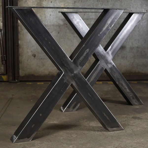 Metal Dining Table Legs. Heavy Duty Steel Table Legs (set of 2 legs ), Bench Legs, Iron Desk Legs. Industrial, X shape, IN STOCK