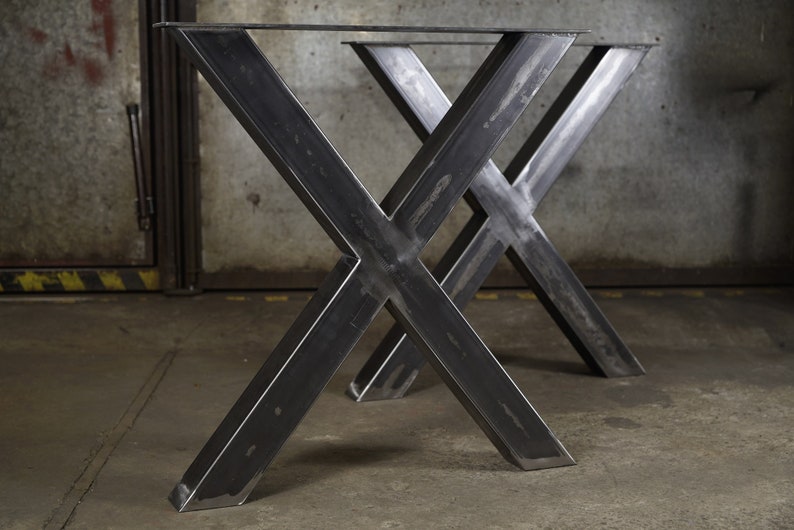 Metal Dining Table Legs. Heavy Duty Steel Table Legs set of 2 legs , Bench Legs, Iron Desk Legs. Industrial, X shape, IN STOCK image 1