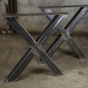 Patas de mesa de comedor de metal. Patas de mesa de acero resistente juego de 2 patas, patas de banco, patas de escritorio de hierro. Industrial, forma de X, EN STOCK imagen 2