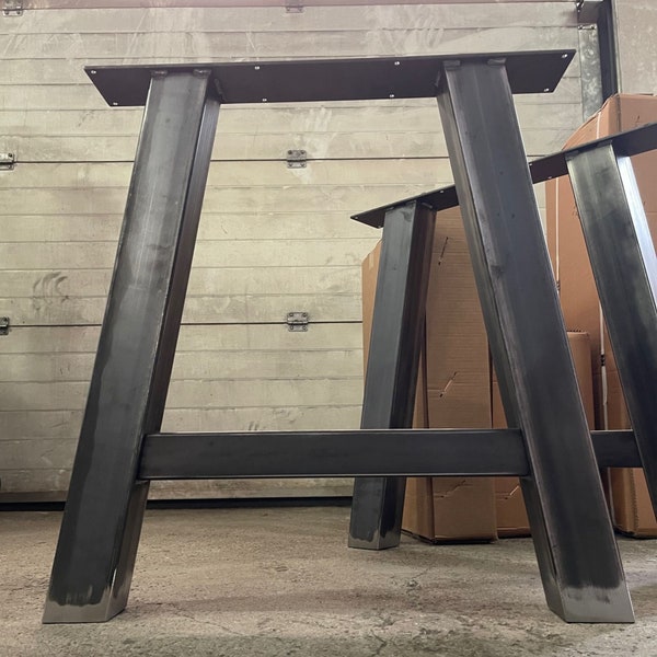 Metal Dining Table Legs Heavy Duty Steel Legs, Industrial Table With Reclaimed Wood Top, Trapezoid Desk Legs, Industrial Style, A Shape