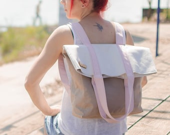 Zaino donna. Female backpack. Fabric bag. Canvas Convertible Backpack / Fabric Shoulder bag.