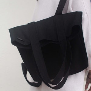 Total black convertible backpack and tote bag