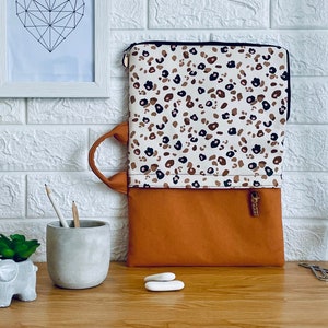 Étui pour dossier zippé en toile. Sac en papier A4. Porte-documents. Étui à fermeture éclair pour tablette. Étui à imprimé animal.