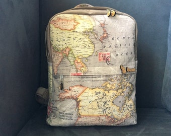 World map with countries. World map backpack. Earth map print bag. Diaper canvas bag.