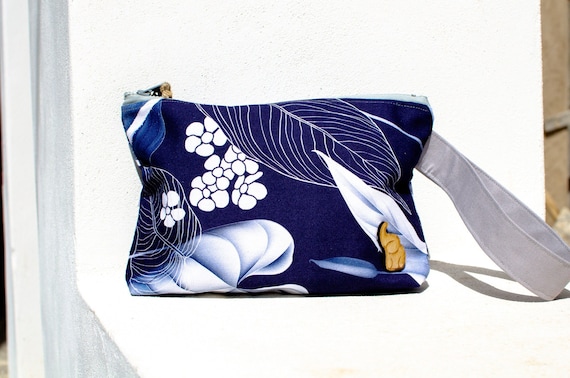 Extra Large Pouch Wristlet. Made From Cotton Canvas Fabric
