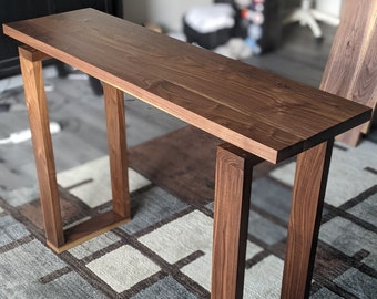 Black Walnut Floating Top Modern Console Table - Custom, Handmade to Order, Solid Wood