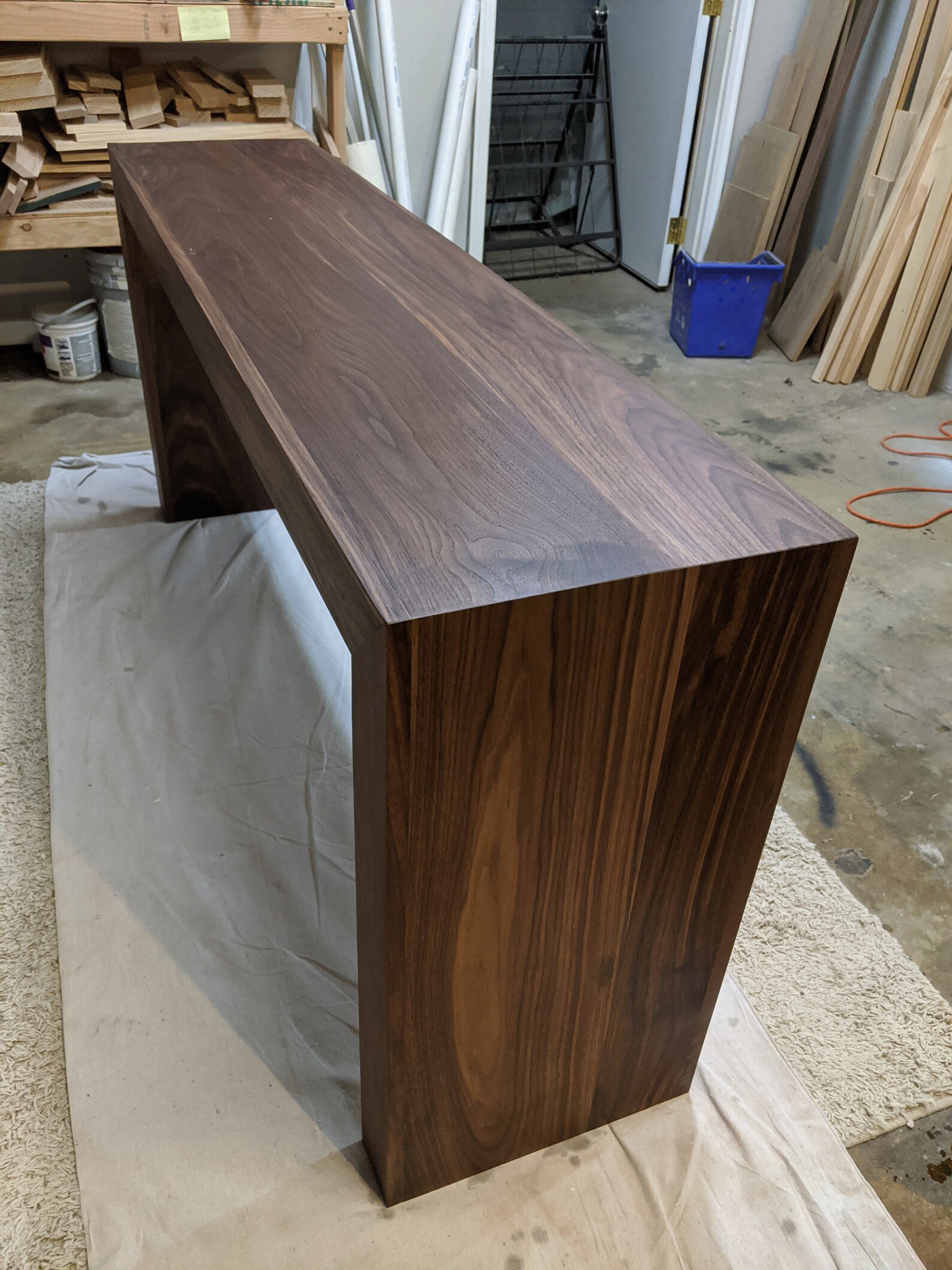 Modern Black Walnut Waterfall Entry Table Hardwood Hallway Etsy