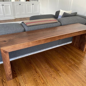 Modern Double Waterfall Console Table in Black Walnut - Handmade to Order, Solid Wood, Custom