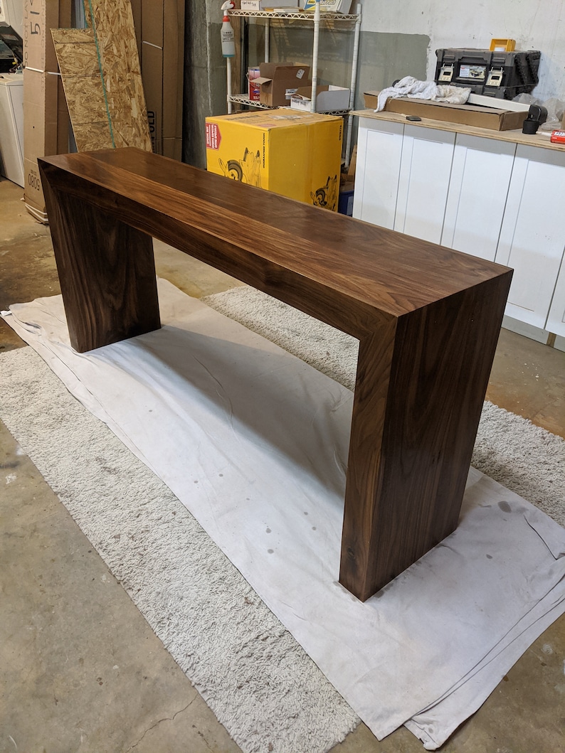 Modern Black Walnut Waterfall Entry Table Hardwood Hallway Etsy