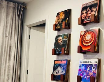 Handmade Record Holder Wall Mount | Minimalist Floating Record Shelf | Now Playing Album Display | Solid Walnut, Maple, Mahogany