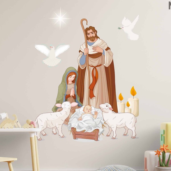 Jesus Christus Wandaufkleber Kinderzimmer Dekor Peel and Stick Lord Aufkleber Selbstklebende Christianity Gott-Wandaufkleber Kirche Schablone