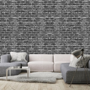 Loft wall mural Black brick removable wallpaper Rustic wallpapers Dark self-adhesive large wallpaper Stone wall texture Modern textured