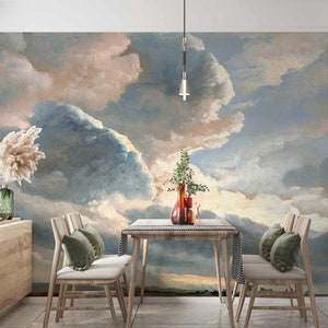 Vintage Style Clouds Removable wallpaper Rural painting wall mural Landscape vintage Sky Storm Wall Decor Removable Cloudy Sky wallpaper