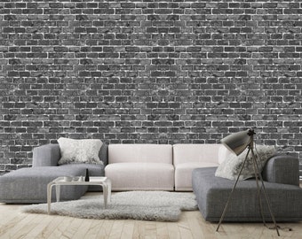 Loft wall mural Black brick removable wallpaper Rustic wallpapers Dark self-adhesive large wallpaper Stone wall texture Modern textured