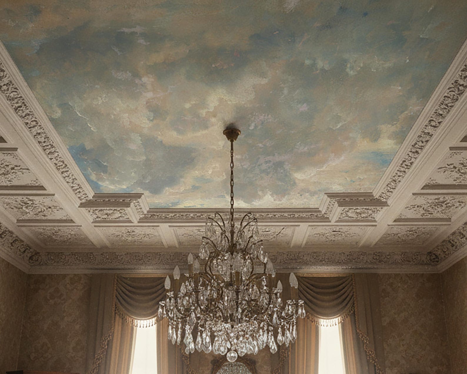Vintage Cloud Sky Ceiling Mural Classical Painted Clouds Fresco ...