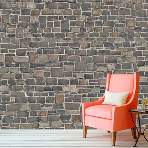 Graue Steinmauer Wandbild für Wohnzimmer Grau-braune Exgesetzte Ziegelsteintapete Steinwandbeschaffenheit Selbstklebende große Tapete