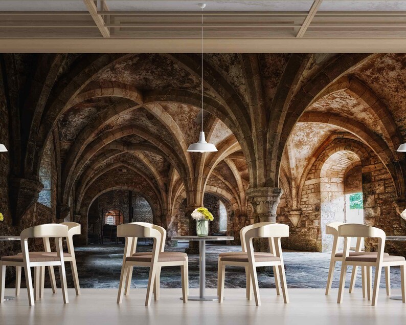 Ancient Castle Interior Printed Wallpaper Custom Wall Mural With ...