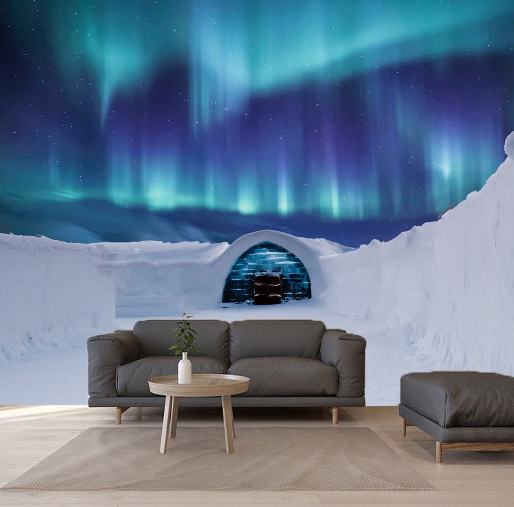 Northern Lights Wall Decal Eskimo Winter Dwelling Removable Etsy