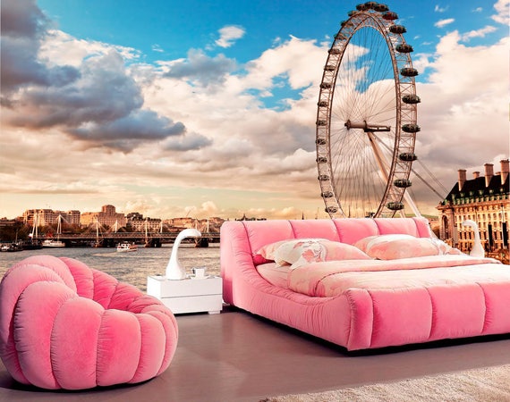 London Wall Mural For Interior London Eye Wallpaper For Wall Decor London Wall Decal For Home London Wall Mural For Living Room Sku 20195