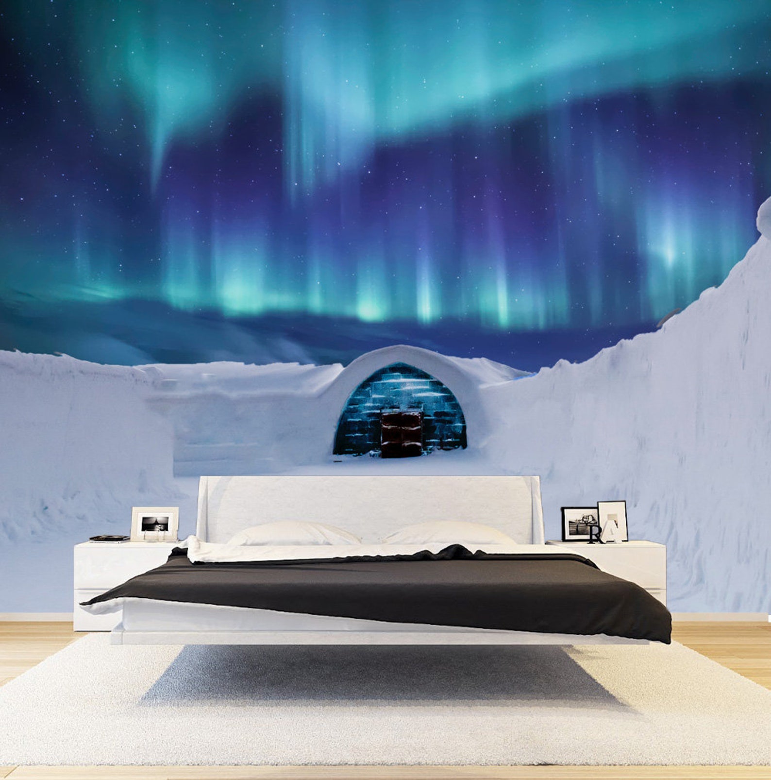 Northern Lights Wall Decal Eskimo Winter Dwelling Removable Etsy
