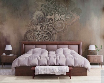 Baroque Architectural Relief Wallpaper - Vintage Concrete Texture Mural