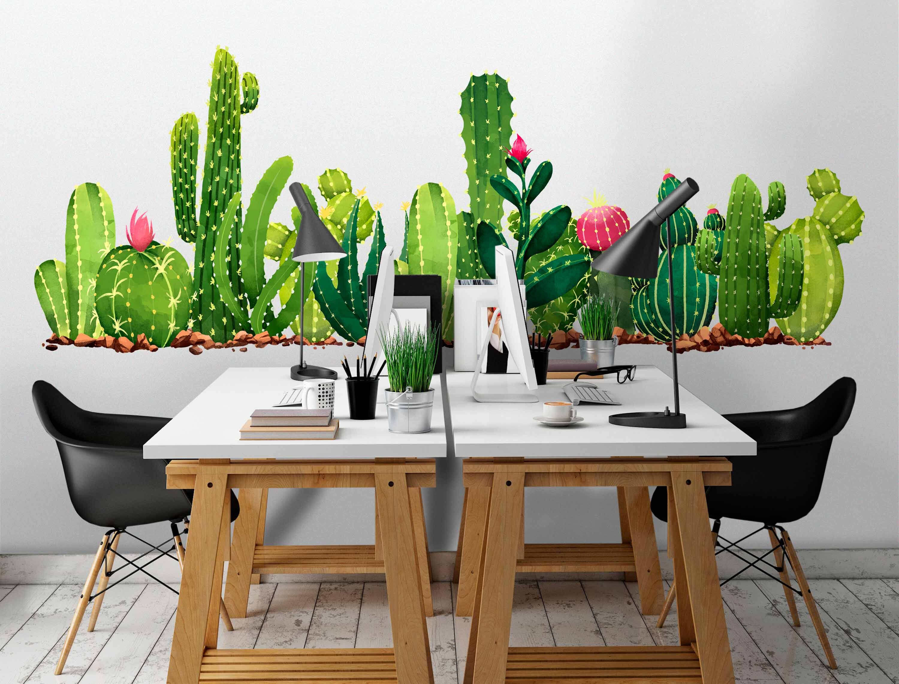 Succulents Wall Decals Cactus Wall Decals Colorful Cacti Etsy