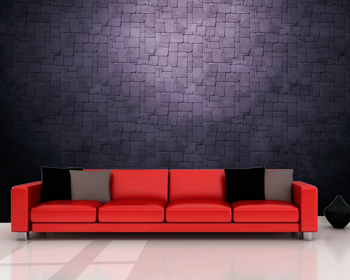 Black brick removable wallpaper Loft wall mural Rustic Etsy