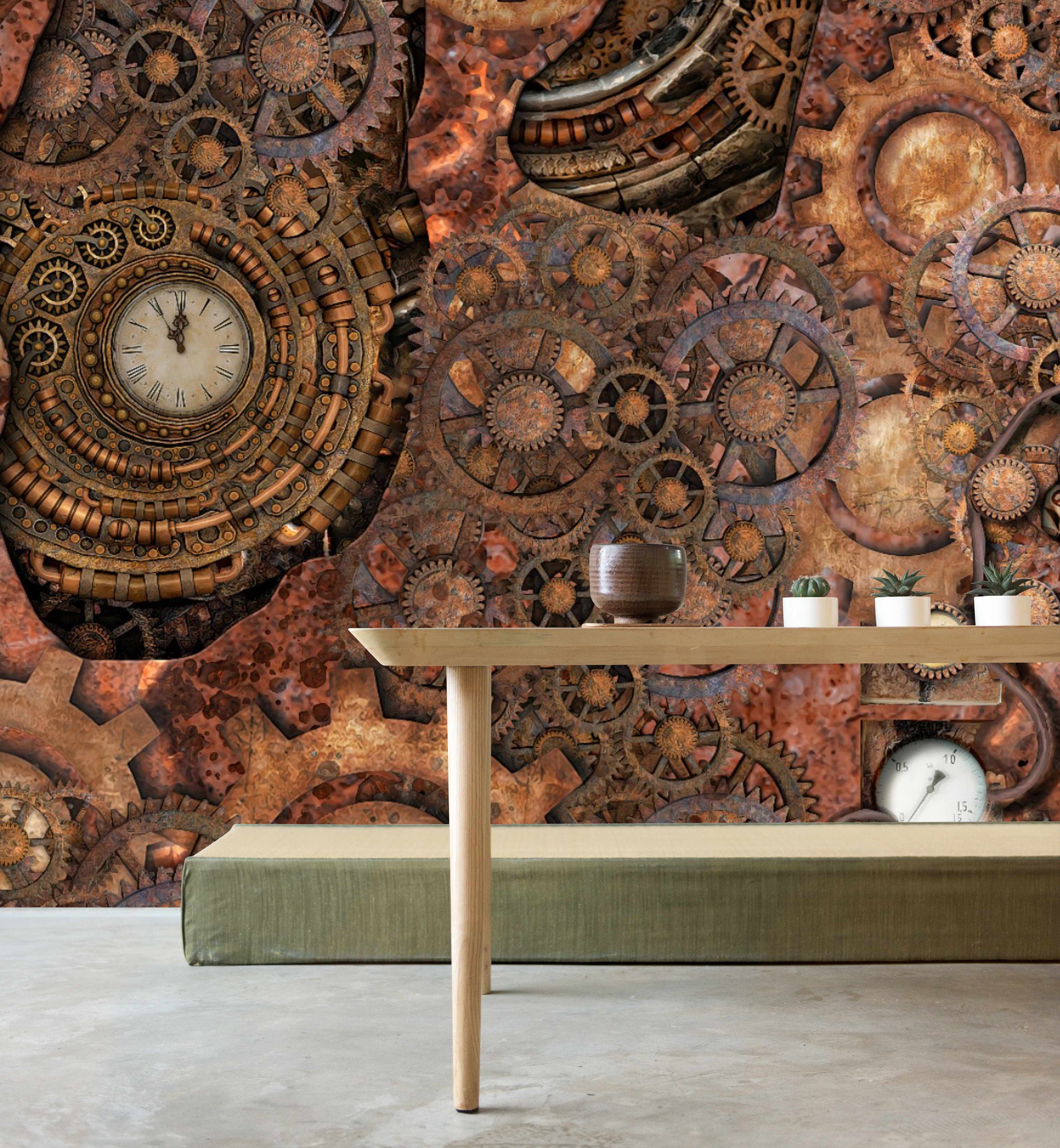 Steampunk Wallpaper Gears Removable Self Adhesive Wallpaper 3D - Etsy
