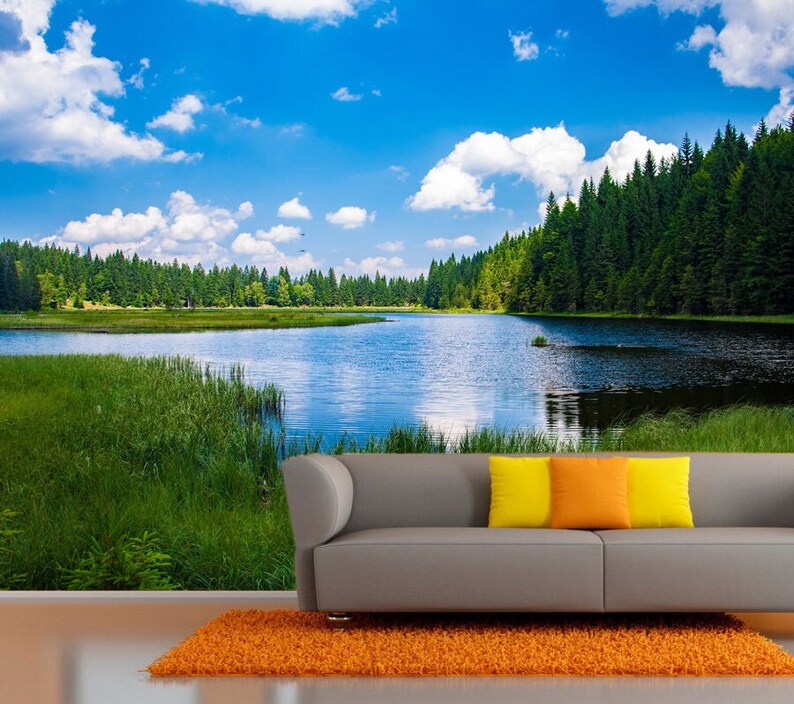 Lake Home Mural for Living Room Nature Large Wall Murals for Etsy