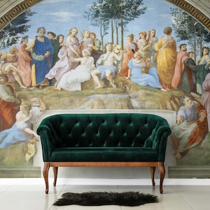 The Parnassus by Raphael 1509 antique fresco reproduction wall mural self-adhesive wallpaper Renaissance large retro decor medieval print