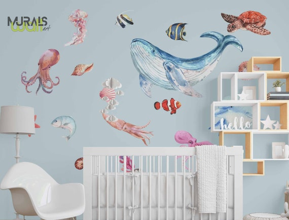 Home & Living Wall Décor Home Décor Sea World decor Whale wall sticker ...