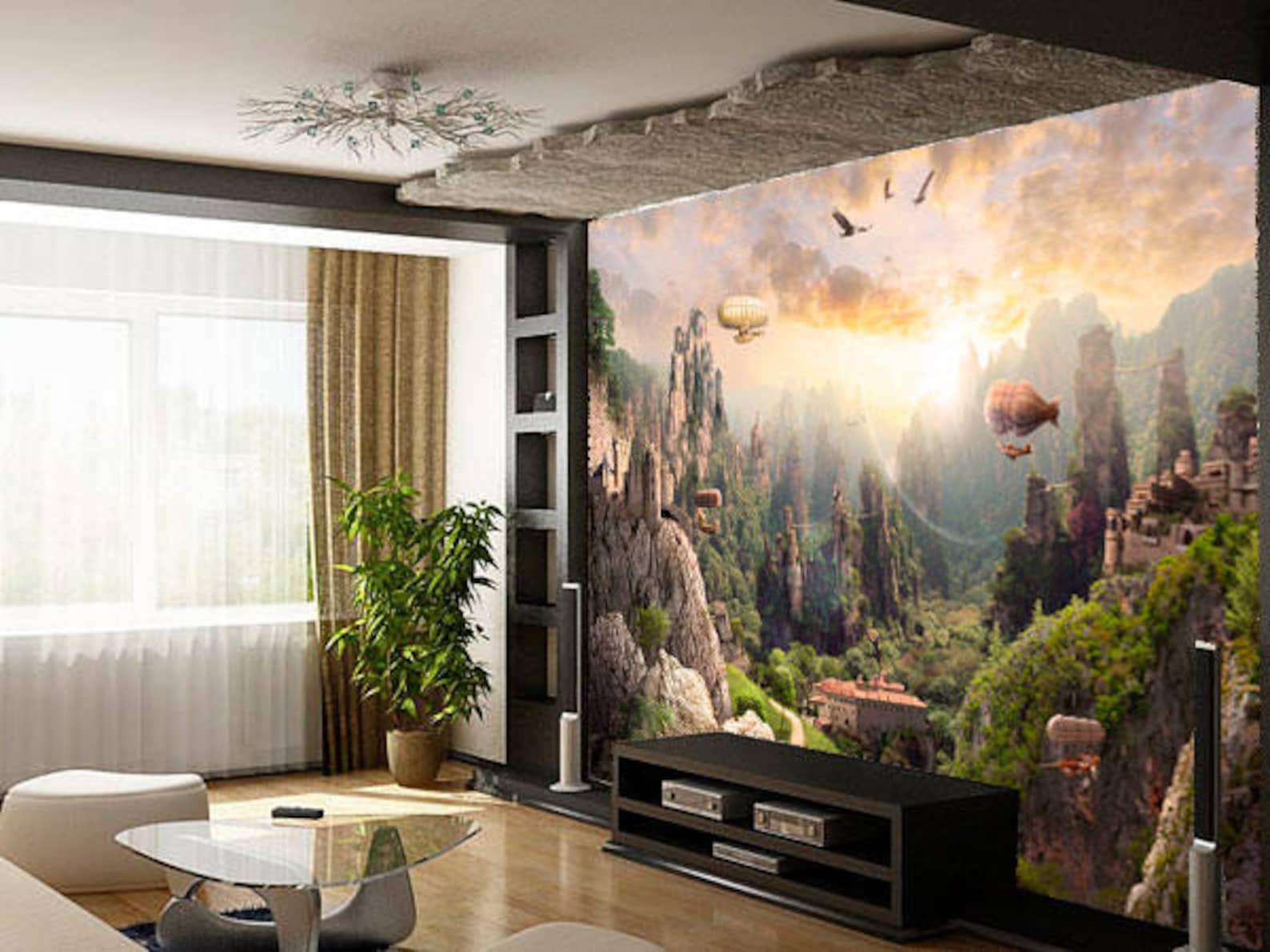 Steampunk Wall Mural Airships Fantasy Removable Wallpaper - Etsy