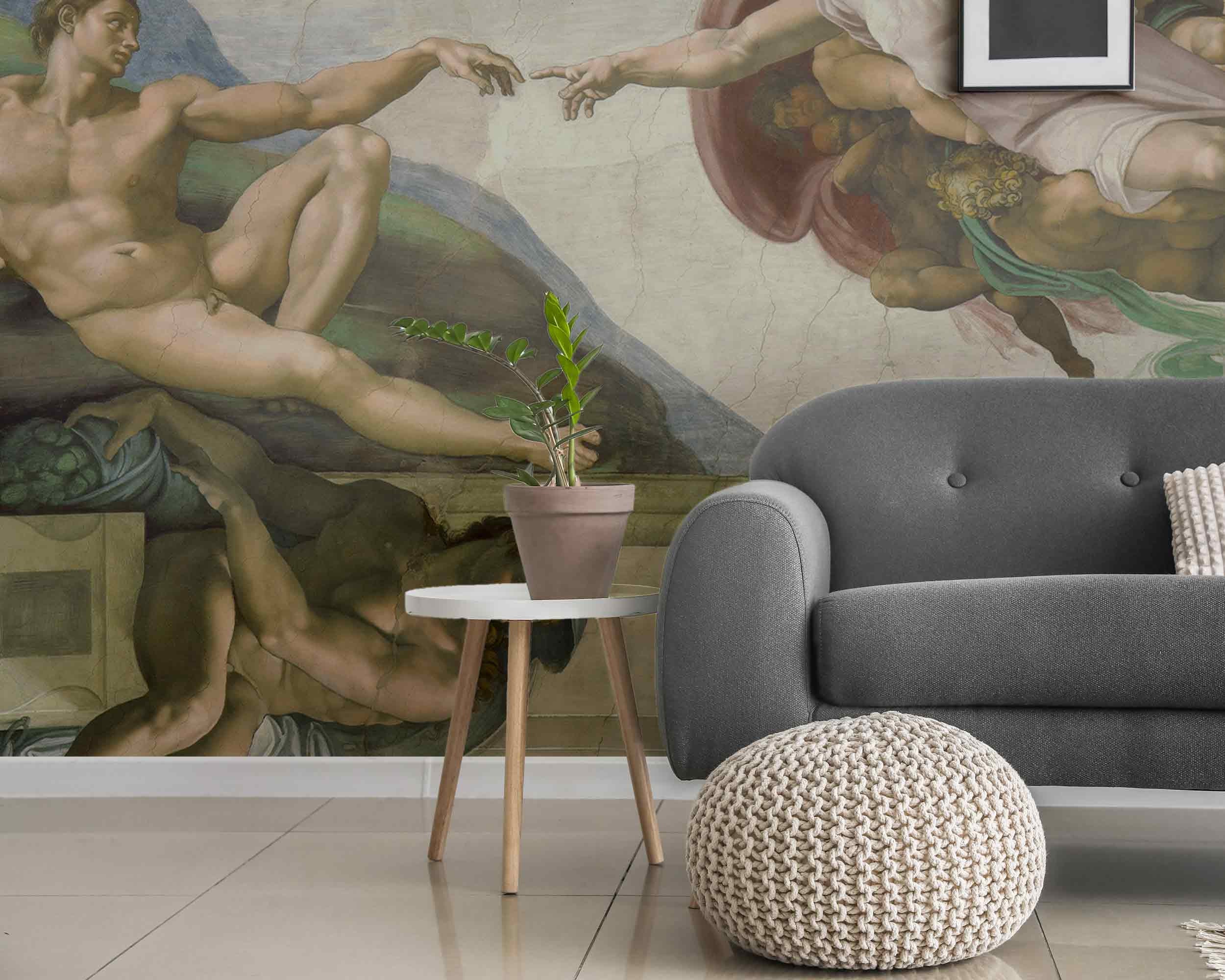The Creation of Adam Sistine Chapel Ceiling Fresco Wallpaper ...