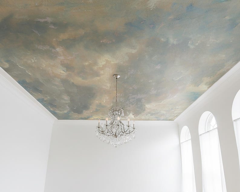 Vintage Cloud Sky Ceiling Mural Classical Painted Clouds Fresco ...