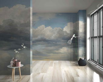 Cloud Wallpaper Mural | Vintage Sky Wall & Ceiling Decor Removable or regular wallpaper