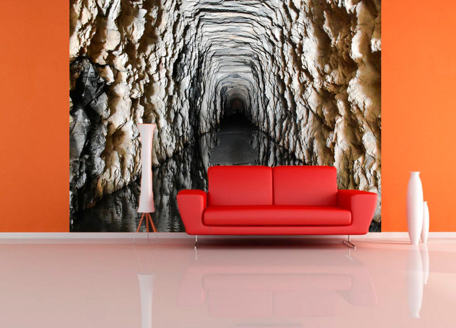 Stone mural for wall decor Ancient cave wall decal for living Etsy
