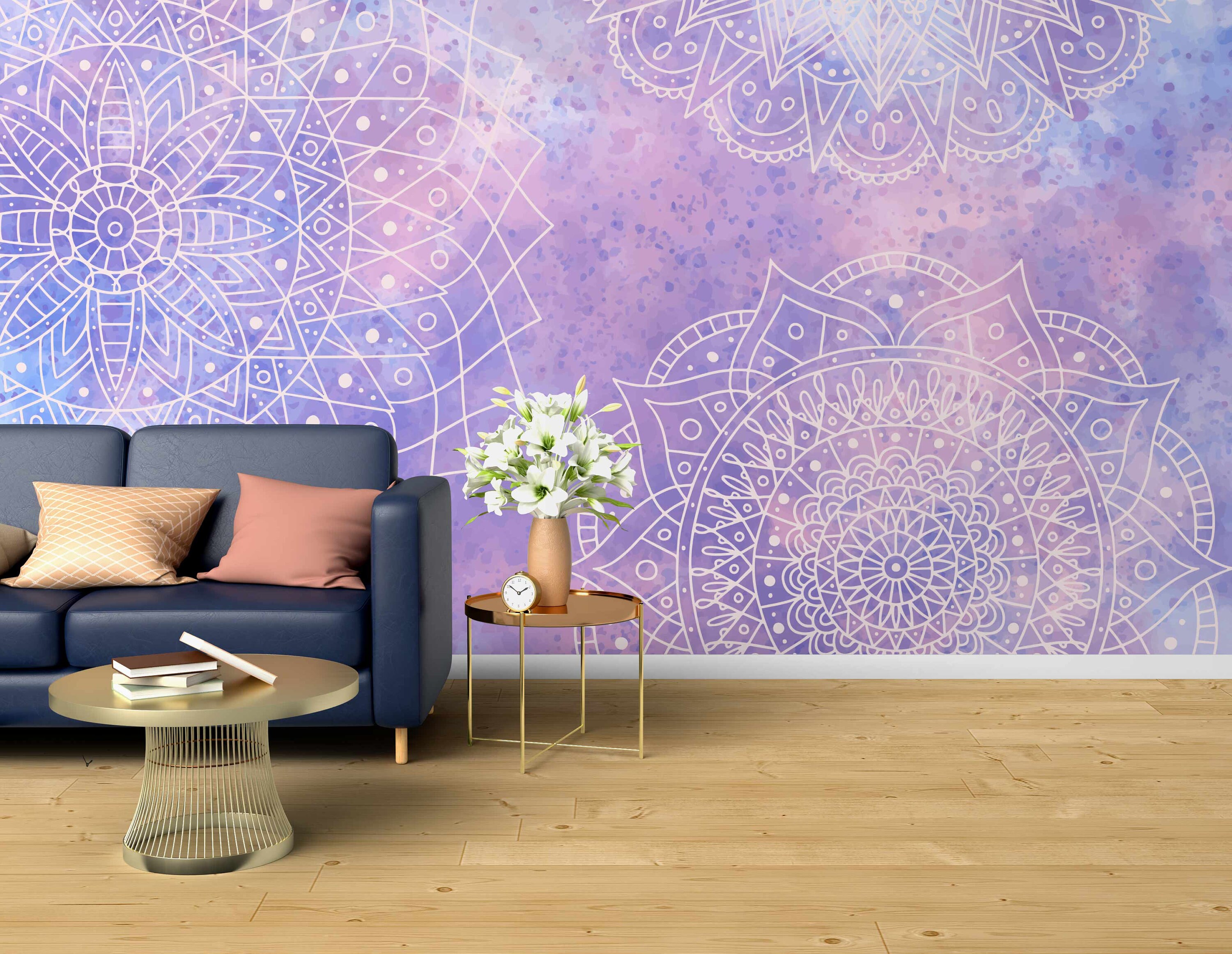 Watercolor Indian mandala wallpaper bedroom Selfadhesive Etsy
