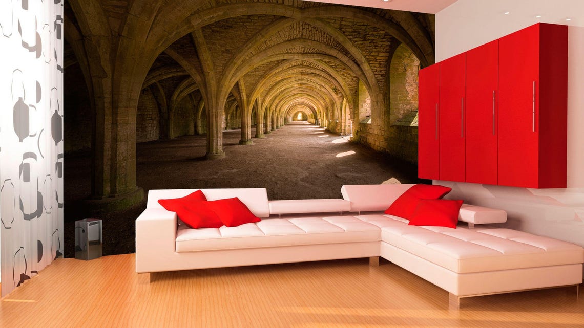 Ancient castle wall mural for living room Castle interior Etsy