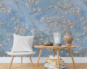 Vincent Van Gogh Blooming almond branches 1890 Wallpaper Classic Art Print Van Gogh impressionist peel and stick Wall Mural floral wallpaper