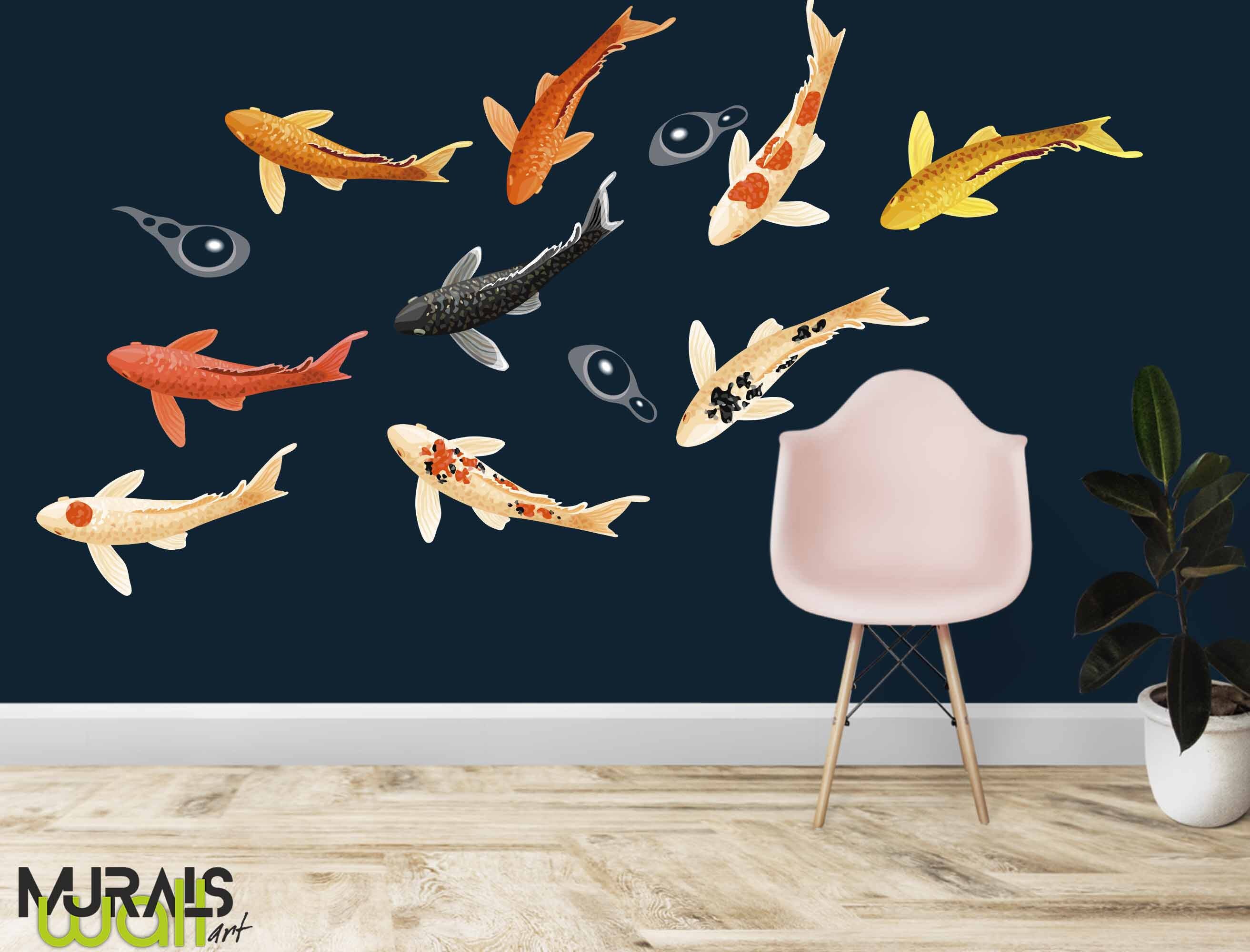 Japanese Koi Fish Wall Decal Animal Sea Nautical Japan Sticker Etsy