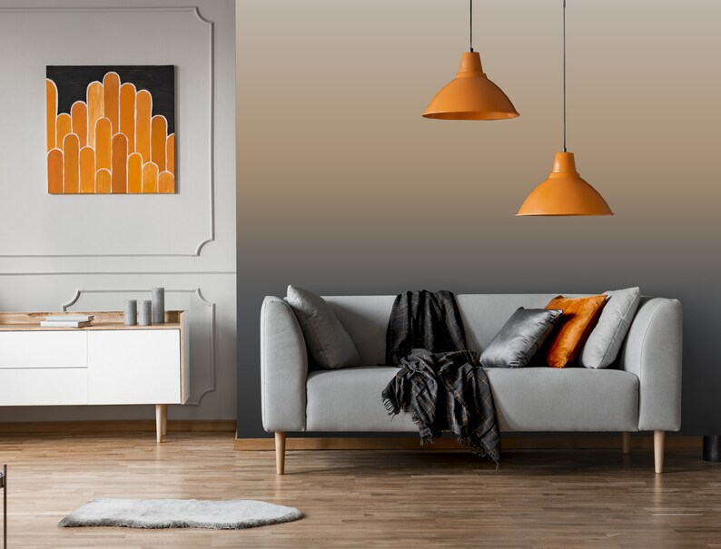 Gray Yellow Gradient Mural Peel and Stick Wallpaper Removable Etsy