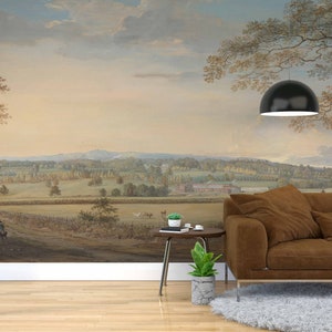 Alberi dipinto murale carta da parati rimovibile Vintage Murale Paesaggio vintage Panoramique Scenic Carta da parati rimovibile Vista sulla foresta