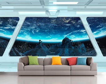 Sci-fi photo modern art removable wallpaper Wall mural futuristic spaceship Fantastic starship interior photo Self-adhesive Large Wallpape