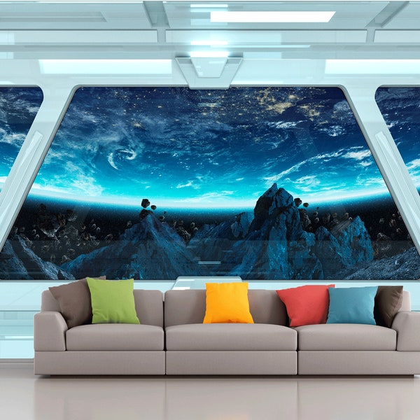 Sci-fi photo modern art removable wallpaper Wall mural futuristic spaceship Fantastic starship interior photo Self-adhesive Large Wallpape