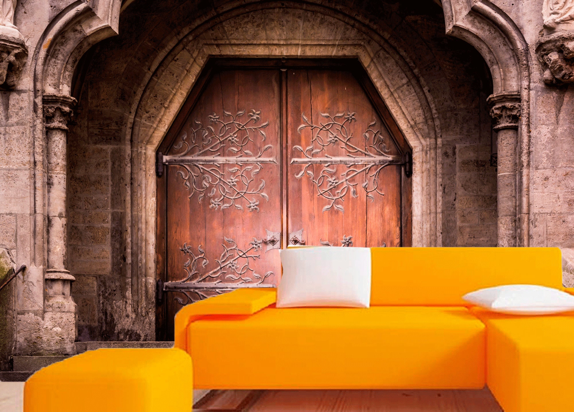 Castle door removable wallpaper Old door to castle | Etsy