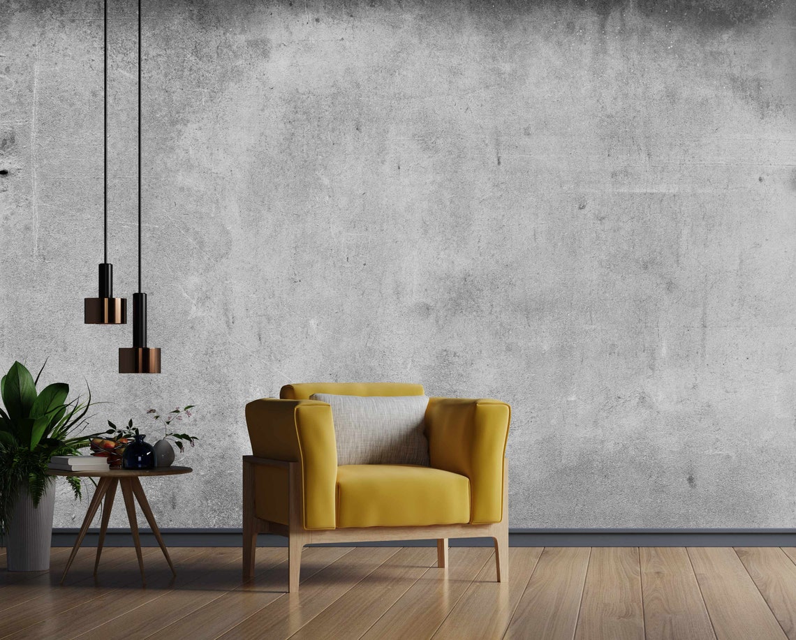 Wallpaper Concrete Cement Wall Peel and Stick Loft Style Grey Etsy