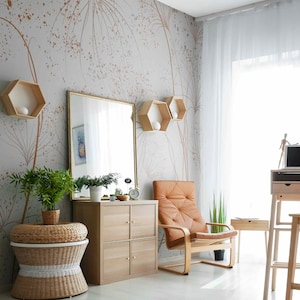 Vintage light wild flowers Removable self-adhesive Rural Floral Wall Mural wall Soft Botanical Field White Floral Peel and Stick Wallpaper