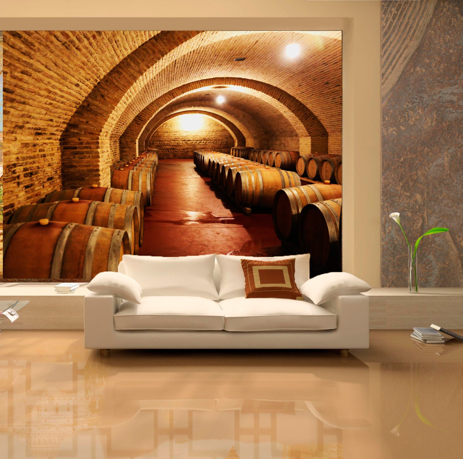 Vaults in the Wine Cellar Wall Mural Interior Wine Cellar Removable ...