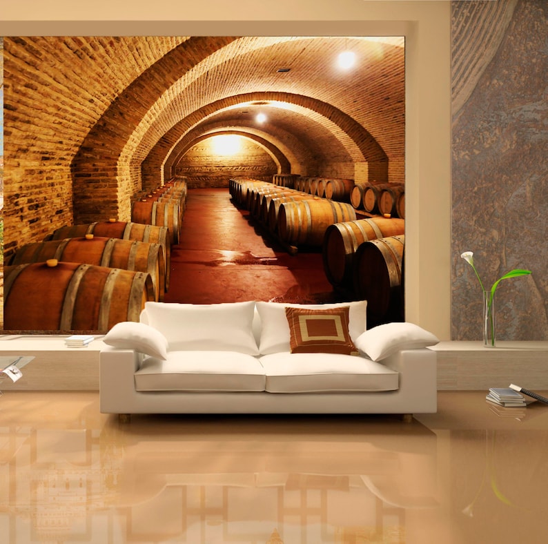 Vaults in the wine cellar wall mural Interior wine cellar Etsy