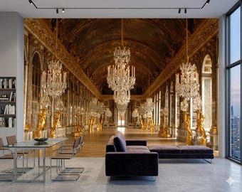 Mural del Palacio de Versalles, Castillo Panorama Papel pintado removible o normal